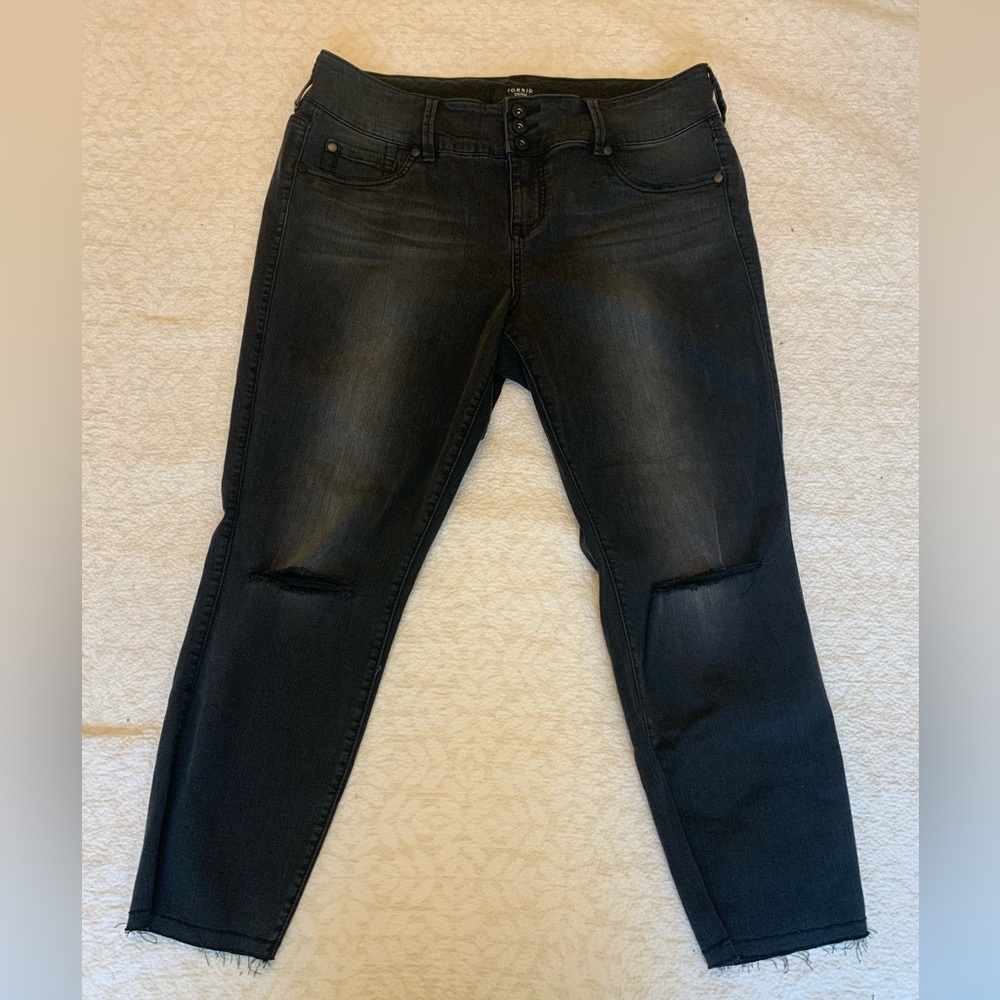 Torrid Denim Distressed Cropped Black Jeans